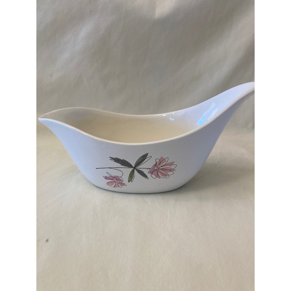 Eden Roc China Co Gravy Boat Pink Floral Mid Century Modern